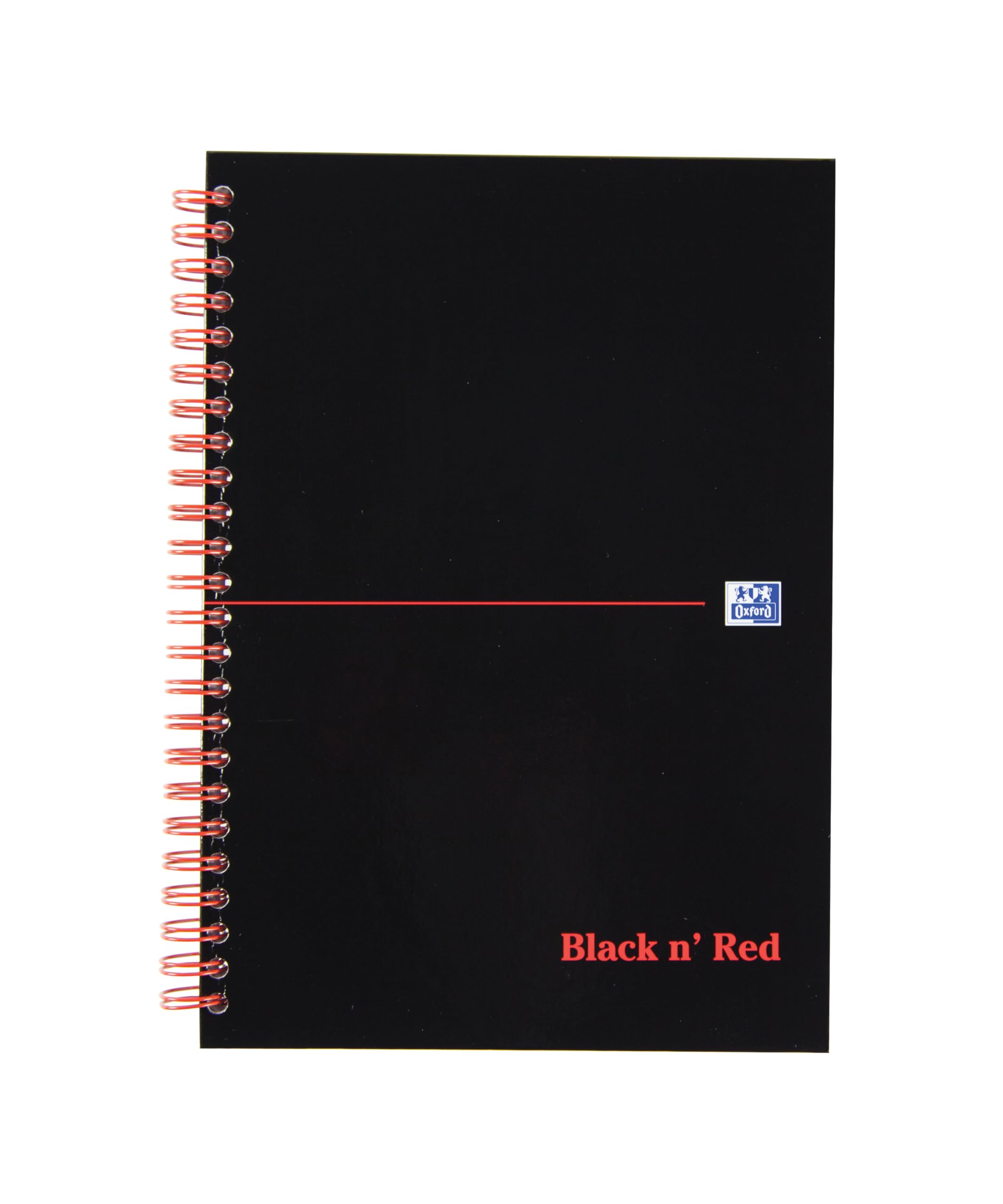 Oxford Black n' Red A5 Glossy Hardback Wirebound Notebook, Ruled, 140 Page, 1 Notebook