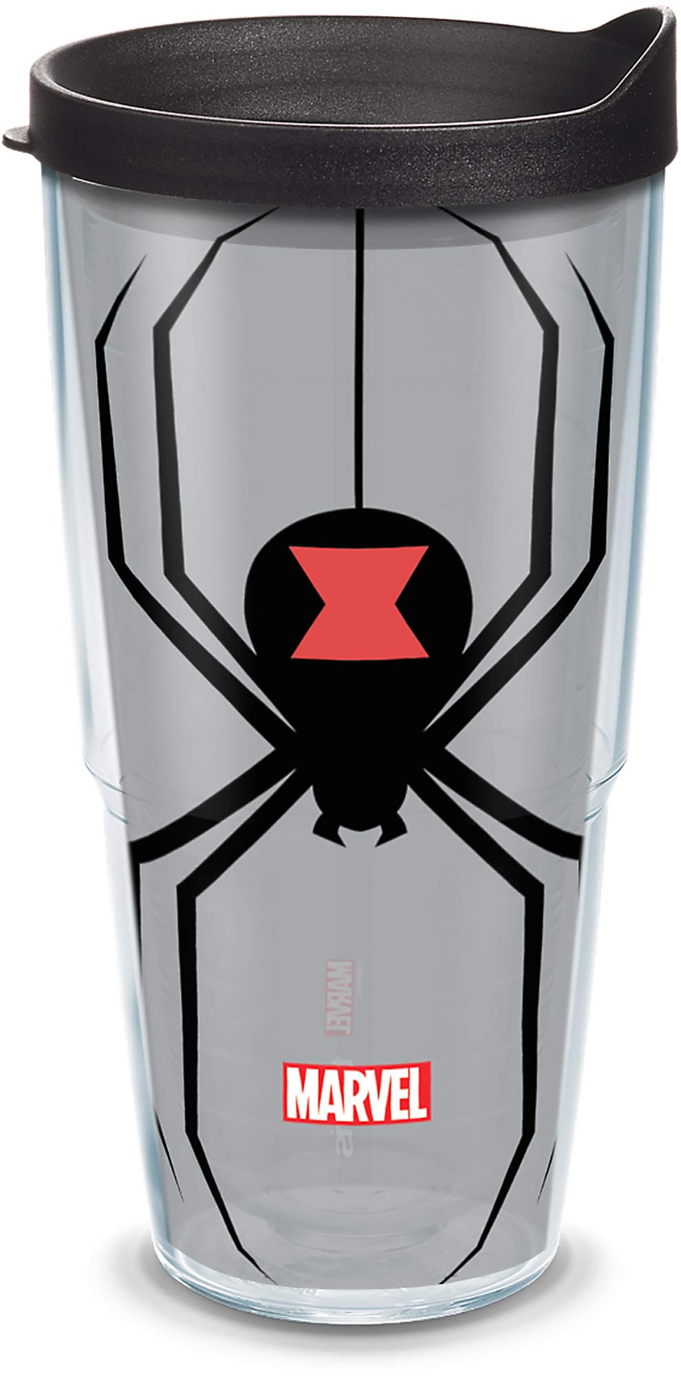 Tervis Marvel - Black Widow Made in USA Double Walled Insulated Tumbler Travel Cup Keeps Drinks Cold & Hot, 24oz, Clear