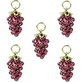 LiQunSweet 5 pcs Natural Garnet Purple Grape Charms Imitation Fruit Food Gemstone Charms for DIY Jewelry Bracelet Necklace Earring Bag Keychain Decor
