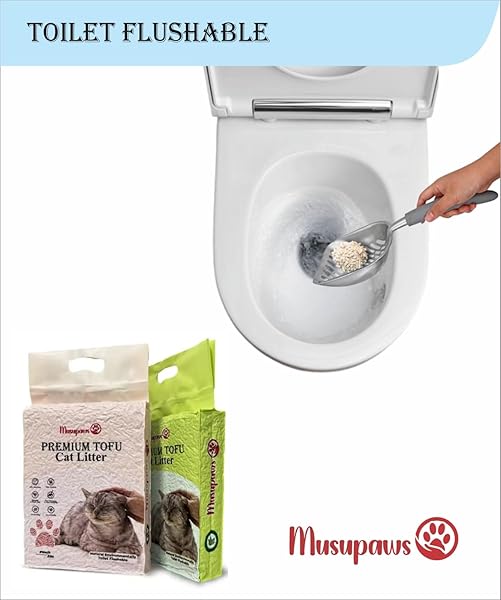 MUSUPAWS PREMIUM TOFU CAT LITTER (ORIGINAL) 100% NATURAL INGREDIENTS, ULTRA ABSORBENT, DUST – FREE, FLUSHABLE, EASY CLEANING & SCOOPING – PRETTY KITTY ODOR CONTROL LIGHTWEIGHT MULTI-CAT QUICK CLUMPING
