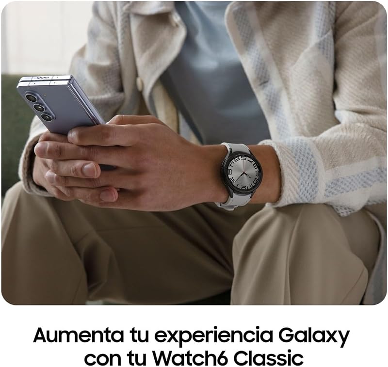 Galaxy Watch6 Classic 4G LTE, 47 mm + Correa de recambio - Smartwatch, Control de Salud, Seguimiento Deportivo, Batería de Carga Rápida, Plateado (Versión Española)