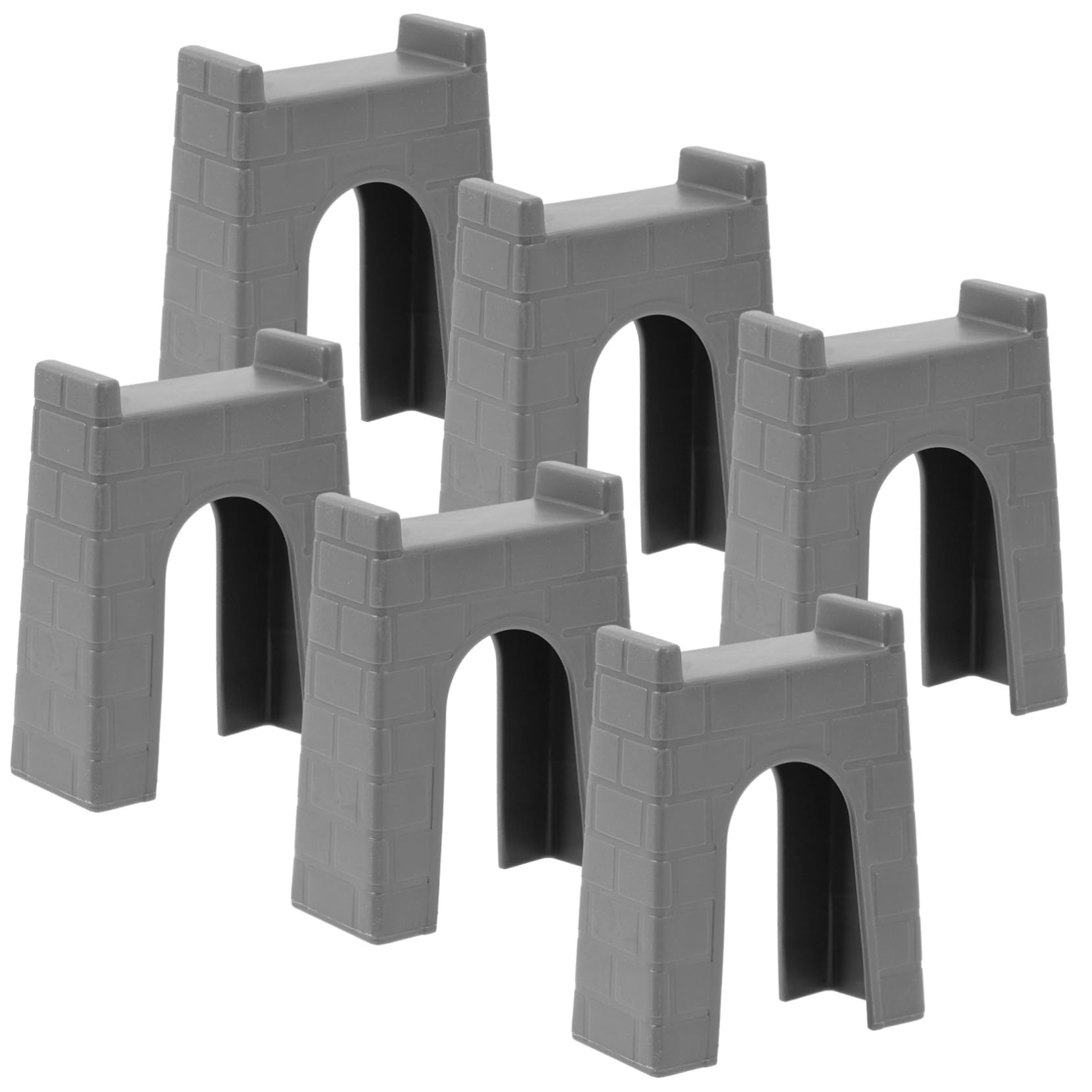TOYANDONA 6Pcs Train Bridge Pier Supports for Kids Wooden Track Accessories Elevated Railway Blocks Compatible with Toy Train Sets