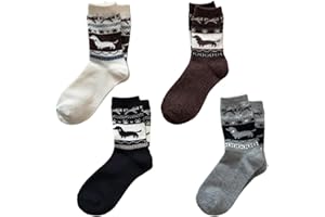 4 Pairs Funny Socks Novelty Dachshund Pattern Casual Crew Socks Cute Dog Socks Gifts for Women Teen Girls