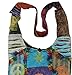 Boho Bohemian Recycled Ripped Razor Cut Patch Fringe Peace Sling Crossbody Monk Bag Purse Nepal (Fringe Peace)