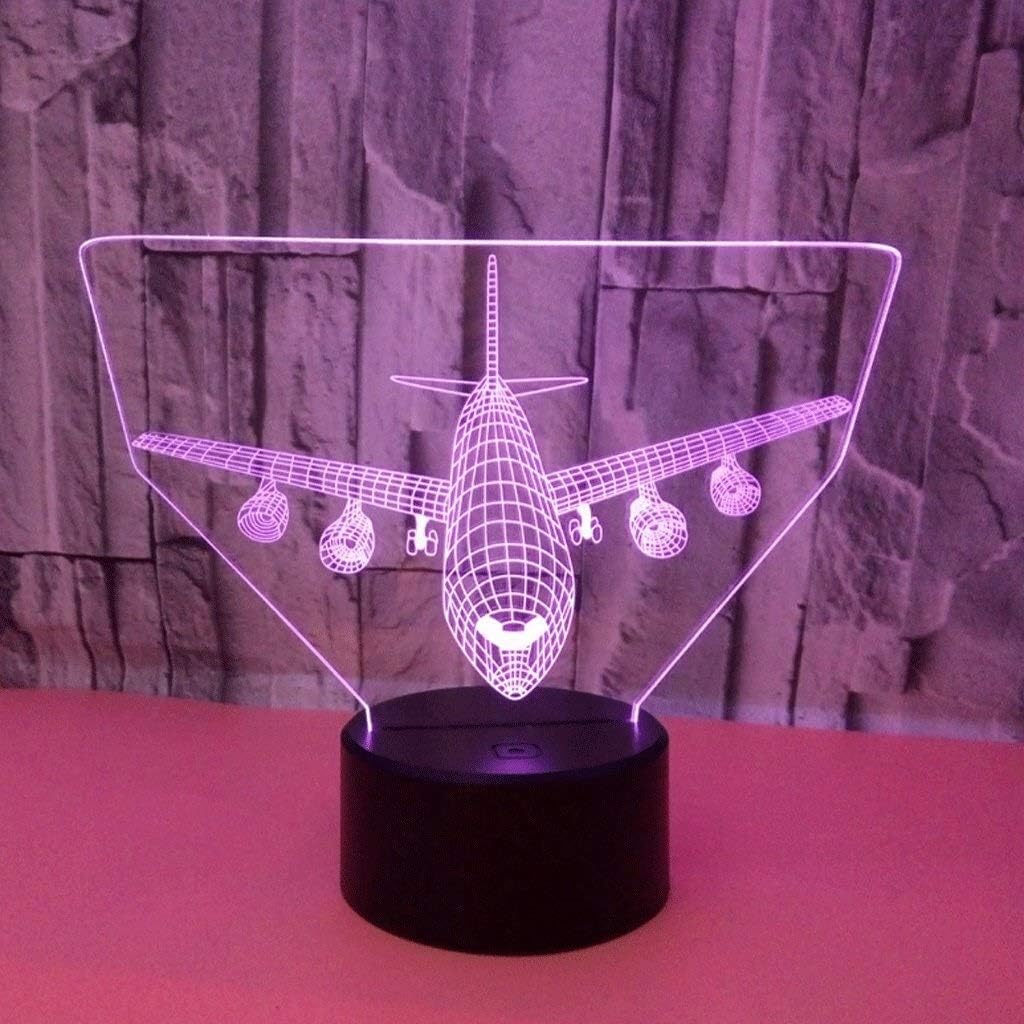 Touch Lamp Creative Molangfushi Creative Aircraft 3D Night Light 3D Visual Stereo Small Table Lamp Night Light (Size : Telecontrol Touch) Learn Eye Protection Lamp (Color : Touch)
