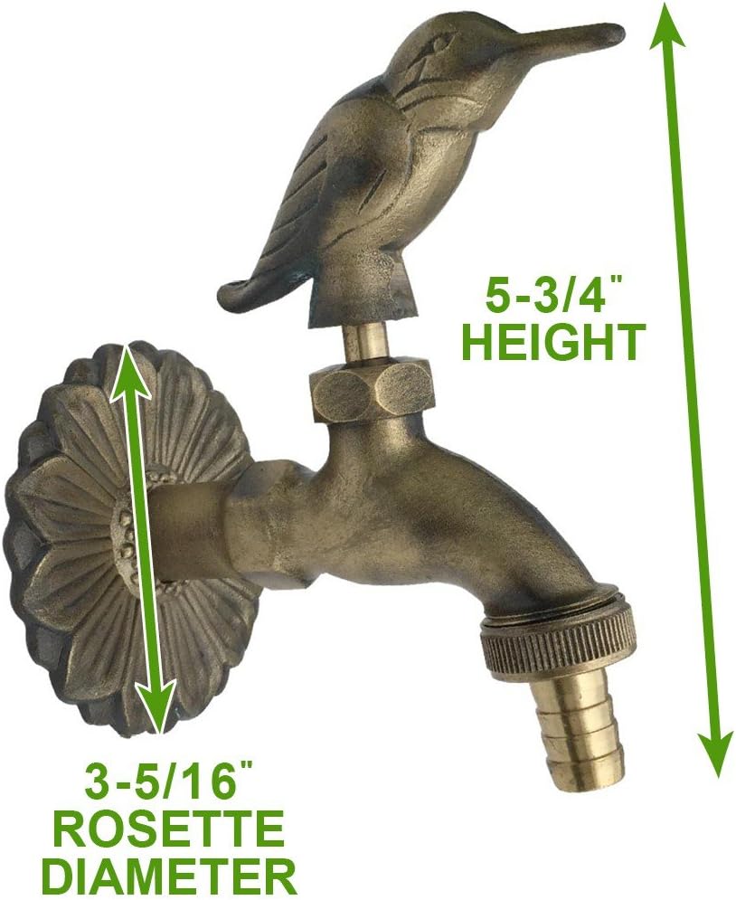 Outdoor Faucet Bird Spigot Solid Brass Antique Finish Garden Tap Bibcock Hose Not Included : Garden & Outdoor