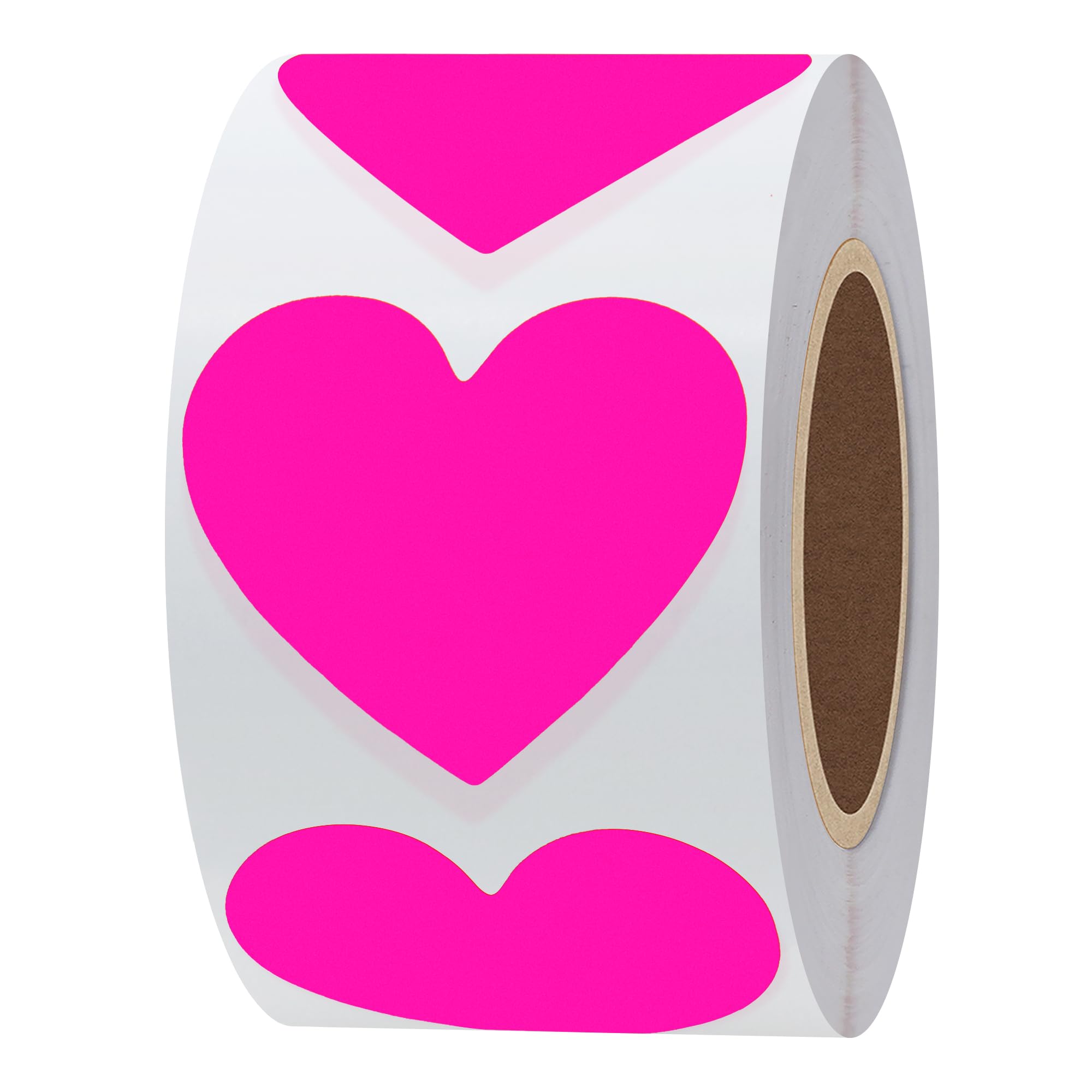 Hylabelest Fluorescent Color Coding Dot Labels 1.5" Love Heart Shape Natural Paper Stickers (Fluorescent Pink)