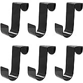 Kyuionty 6 Pack Over The Cabinet Door Hook, Metal Single Over Door Hooks Hanger Hook for Hanging Stocking Clothes Towels (Black)