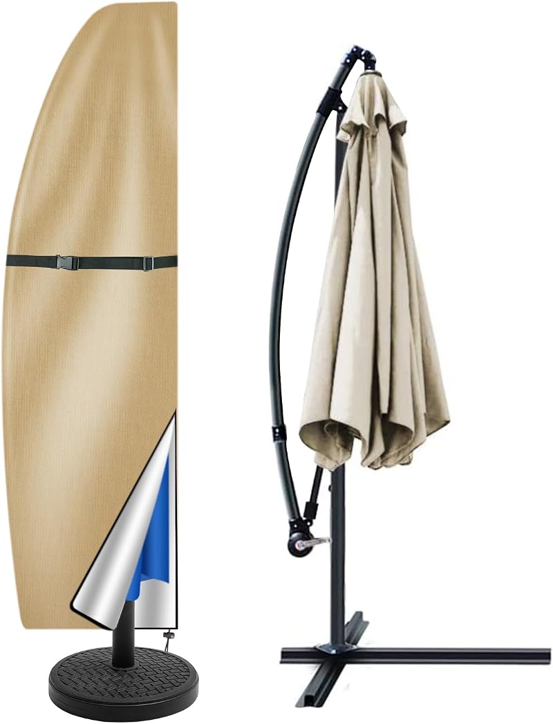 Teynewer Parasol Cover Cantilever 2 Sizes Waterproof UV Windproof Khaki