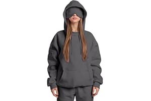 Dizorp Hoodie Sweatshirt with Eye Mask, Blanket Hoodie for Women Men, Comfort Airplane Mode Travel Hoodies with Pockets