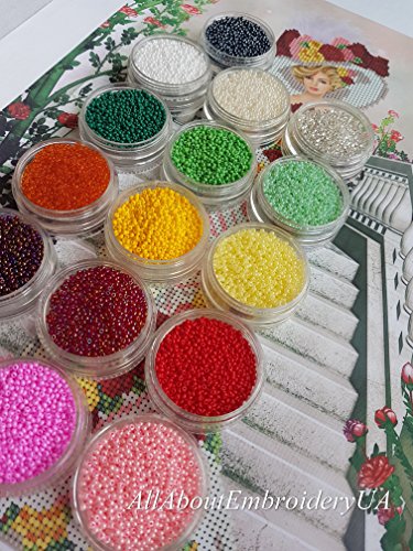 image for AllAboutEmbroideryUA Bead Embroidery kit, Lady in White, Needlepoint, 