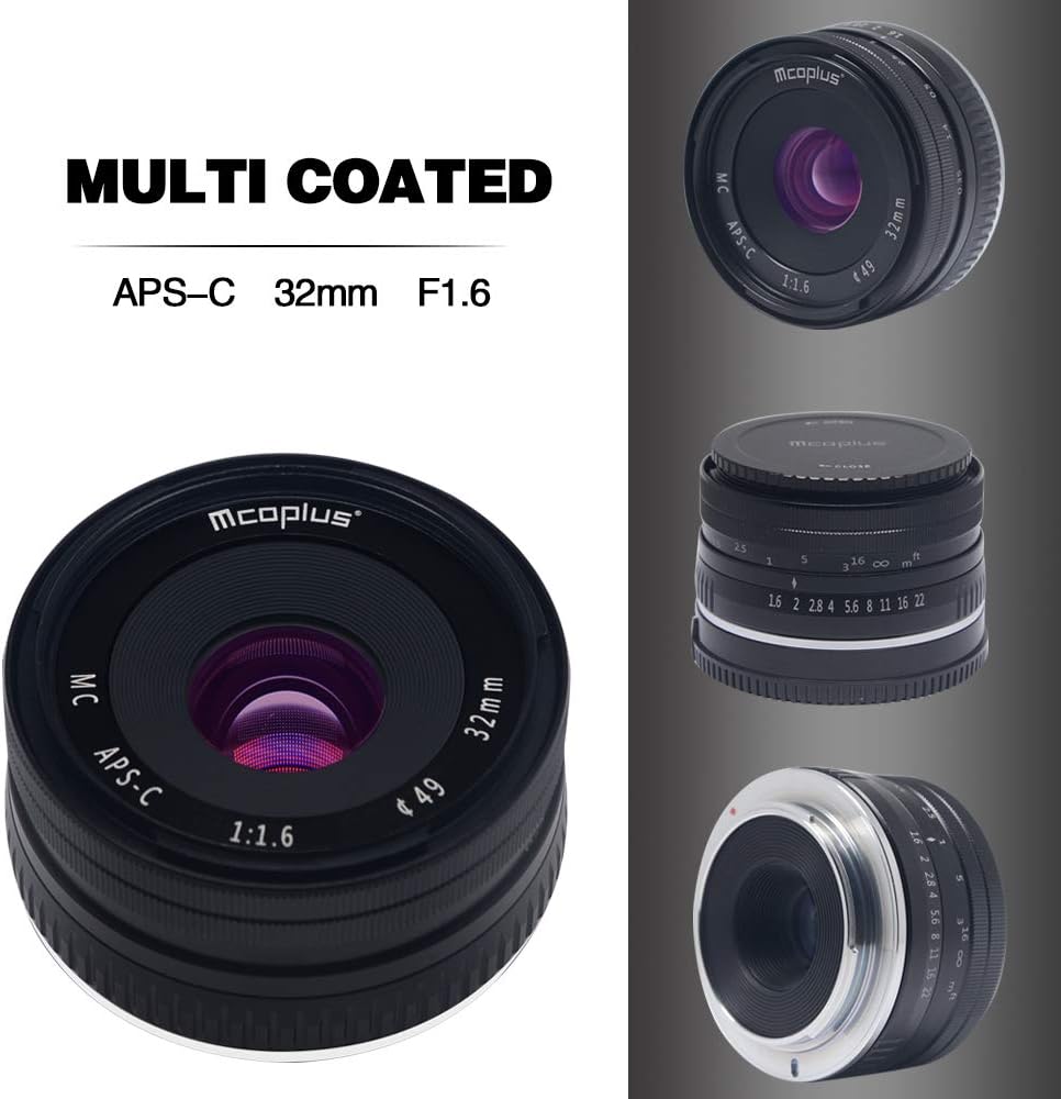 Venidice 32mm F1.6 Manual Focus Lens, Large Aperture APS-C Prime Lens for NEX 3/5/6/7, Alpha A5000, A5100, A6000, A6100 - Image 3