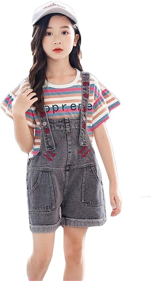 Amazon ジャング キッズ服 女の子 サロペット ショートパンツ Tシャツ 半袖 2点セット オーバーオール つなぎ カジュアル お出かけ 旅行 パンツ 通販