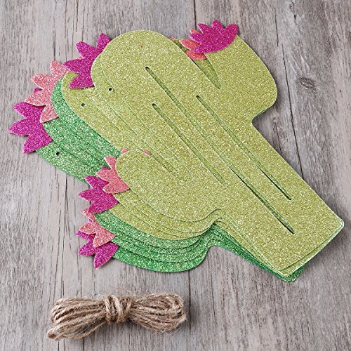 Muhuyi Summer Theme Wedding Parties Decorations Supplies Cactus Banner Pennant and 4 Leaf Clover Tropical Party Birthday Party Festival Luau Hawaii Children's Party Decoration or Room Decoration