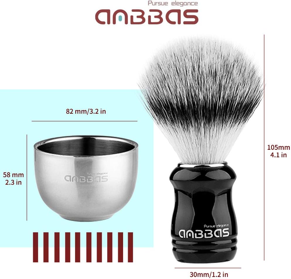 Anbbas Synthetic Badger Shaving Brush,3in1 Kit with Stainless Steel Shaving Stand and Bowl for Men Wet Close Shave - Image 5