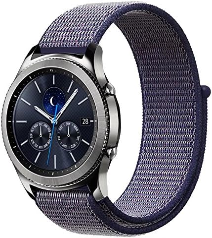 Samsung Gear S3 Frontier/ Classic Watch Velcro Band, Ksom 22mm Nylon Sport Loop Band with Hook & Loop Fastener Adjustable Closure Wrist for Gear S3, Moto 360 2nd Gen 46mm Smart Watch (Midnight Blue)
