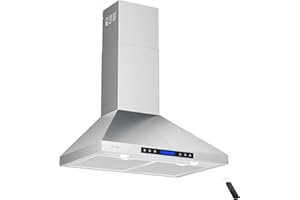 AROAN Wall Mount Range Hood with Ducted/Ductless Convertible Duct, 36 Inch 780CFM Stainless Steel Vent Hood, 4Speed Touch Panel with 2pcs Adjustable LED Lights (PA02-36)