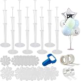Jiesky 8 Sets 28 Inch Balloon Stand Kits, Balloon Sticks with Base For Table Floor Graduation Baby Shower Happy Birthday Engagement Fiesta Party Decorations Class