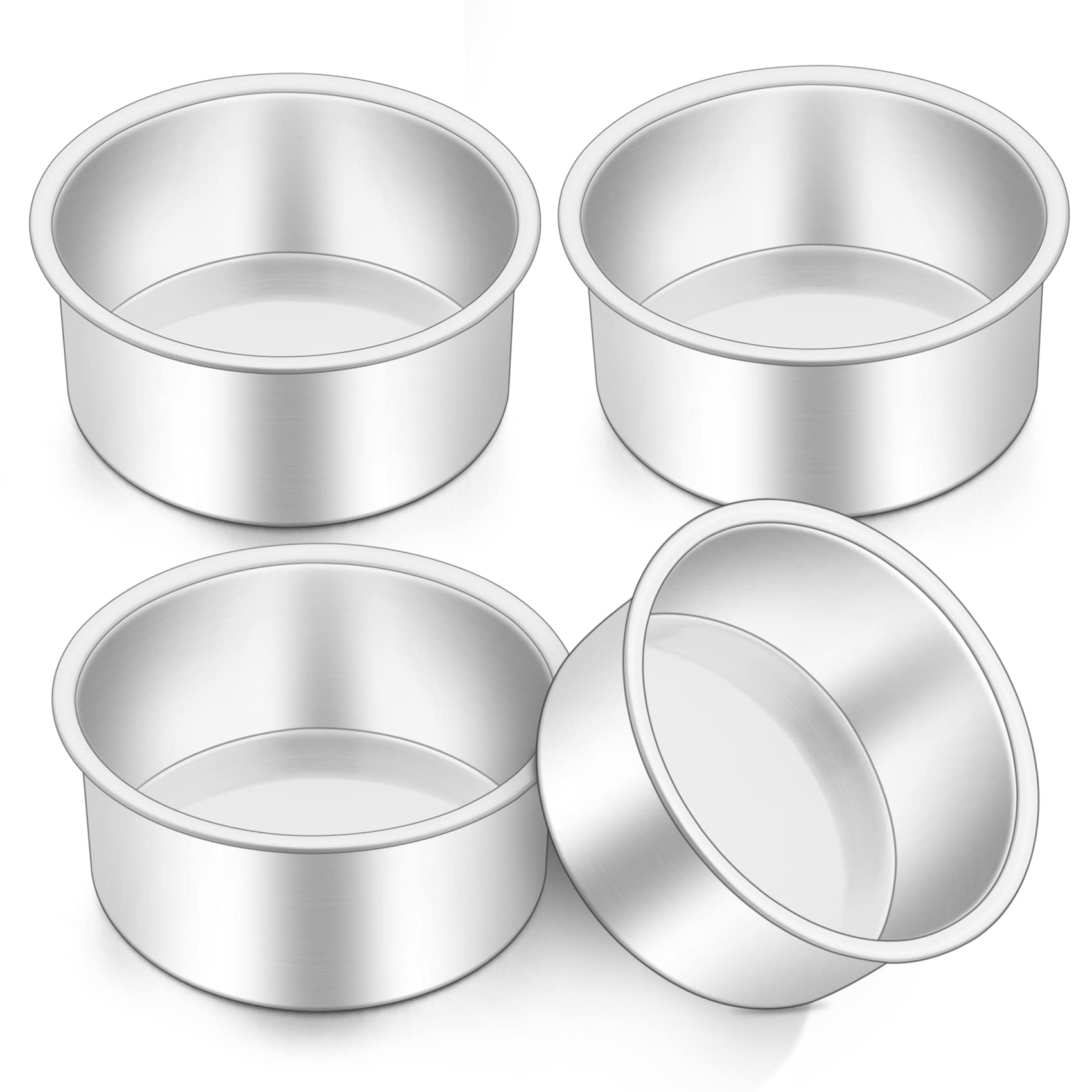 Onader 4 Inch Cake Tin, Stainless Steel Layer Cake Pans Set of 4, Mini Round Baking Tray Cake Mould for Birthday Christmas Wedding, One-Piece Design & Straight Side, Mirror Finished & Dishwasher Safe — image 1