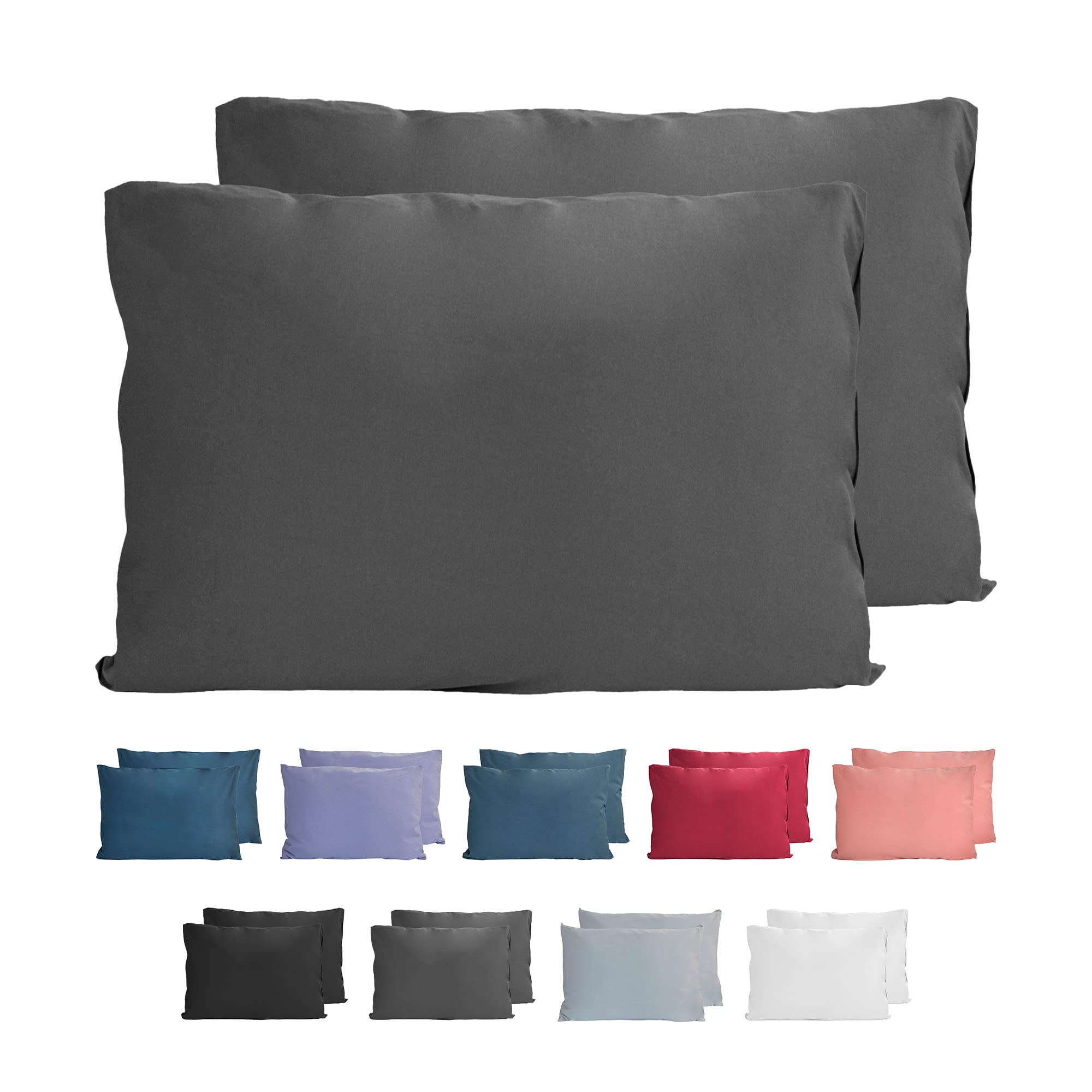 Komfortec 100% cotton cushion covers, set of 2, 40 x 60 cm, super soft premium jersey pillowcase, 150 g/m², cushion cover, anthracite