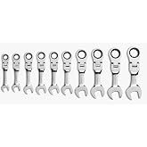 GEARWRENCH 10 Pc 72T Stubby Flex Ratcheting Combination mm Wrench Set| 9550