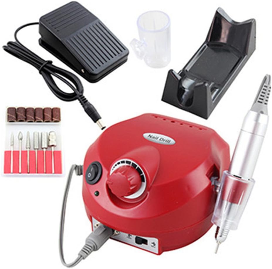 30000 RPM – JD400 35W Black Pro Electric Nail Art Drill Machine Nail Equipment Manicure Pedicure Files Electric Manicure Drill & Accessory (Red)