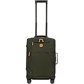 Bric's X-Travel 21” Carry-On Spinner – Luxury Softside Luggage with 360° Wheels, Recycled Water-Resistant Fabric, Interior Pockets, and Leather Details – Olive