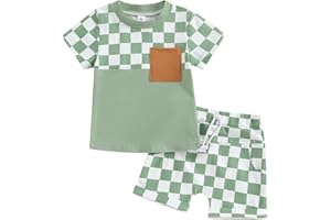 ALLSHOPE Infant Baby Boy Summer Clothes Contrast Color Short Sleeve T Shirts Stretch Rolled Shorts Cute Newborn Toddler Outfits