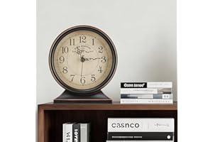 Auafanzy 7-Inch Retro Mantel Desk Clocks，Silent Vintage Table Clock with All Metal Frame，Easy to Read Larege Retro Mantel Clocks for Living Room，Fireplace and Shelf Decoration.