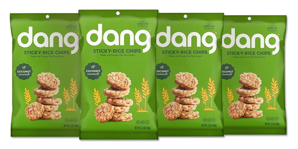 Dang Sticky Rice Chips, Coconut Crunch, 3.5oz Family Size Bags, 3.5 Ounce (4 Count)