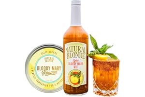 NATURAL BLONDE BLOODY MARY MIX Natural Blonde Spicy Bloody Mary Mix and Spiced Salt Rimmer Bundle, All-Natural Cocktail Mixer with Hand-Picked Golden Tomatoes - Low Sodium, Low Calorie, Gluten Free - 25 Fl Oz (1 Pack)