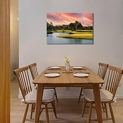 Sunset Golf Course Wall Art for Living Room Bedroom