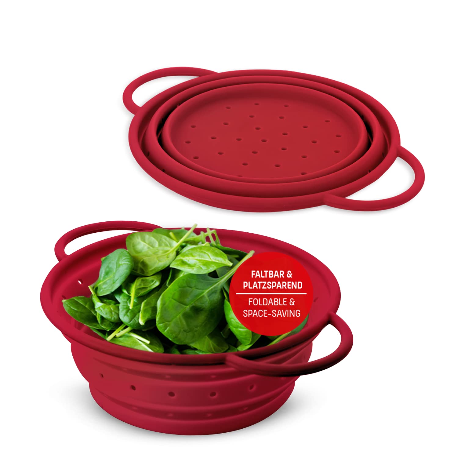 Coolinato – Foldable Silicone Sieve, 16 cm, Grey – Pasta Strainer for Pasta, Vegetables and Fruit – Dishwasher-Safe, BPA-Free and Heat-Resistant up to 230°C – Space-Saving Collapsible Colander