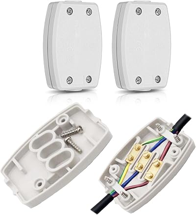 TRLREQ 2Pcs 3 Terminal Electrical Cable Junction Box 13A 250V White