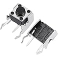 uxcell 55Pcs Momentary PCB Side Mounting Fixed Bracket Pushbutton Push Button Tact Tactile Switch DIP 2 Terminals 6x6x5mm