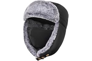 Unigear Winter Trapper Hat for Men Women, Windproof Water-Resistant Faux Fur Ushanka Trooper Hat for Hunting Skiing with Deta