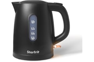Starfrit Alston Electric Plastic Kettle - 1L Capacity - Water Level Indicator - Automatic Shut-Off - 1500W - Black Matte