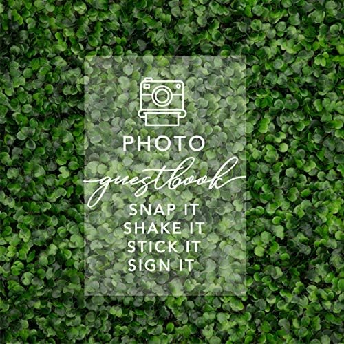 Andaz Press Photo Guestbook, Snap It, Shake It, Stick It, Sign It Acrylic Sign, 7.5 x 11 Inch, Stand Included, Photo Guest Book Table, Instant Camera Photos, Wedding, Birthday, Graduation
