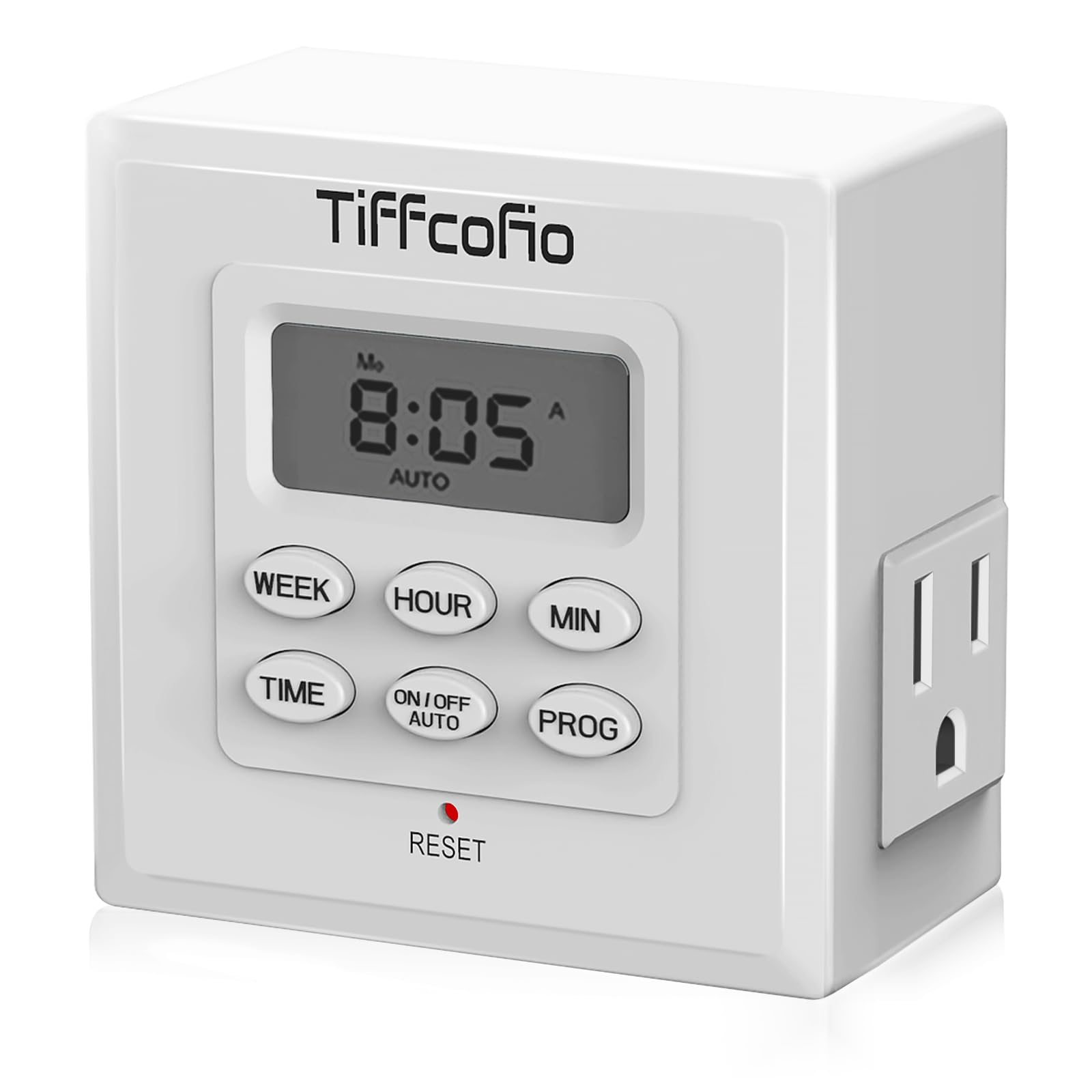 Photo 1 of Tiffcofio Indoor Digital Light Timer, 7 Day Programmable Plug in Outlet Timer, 2 Grounded Outlets for Lamps and Indoor Lightings, ETL Listed