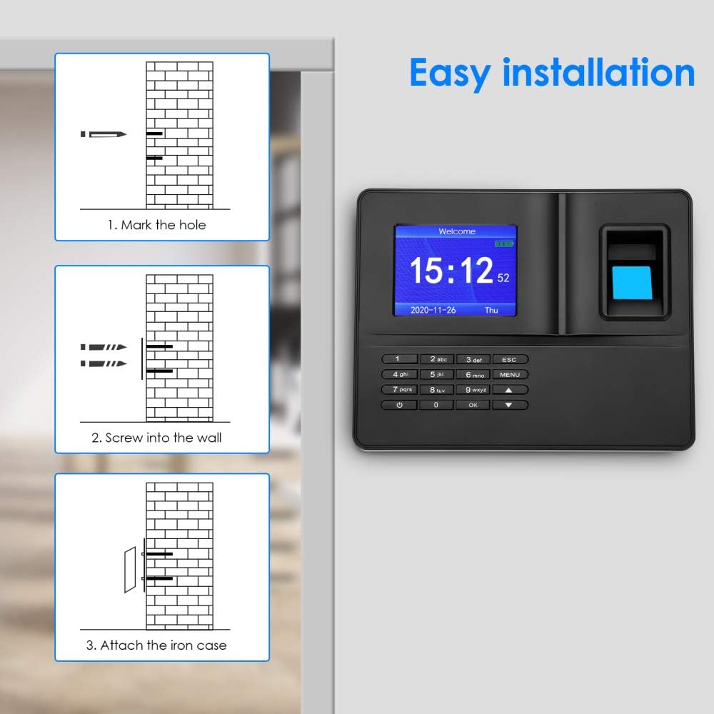 Time Clocks for Employees, Self-Contained Fingerprint Attendance Machine Proximity Time Clock Online Work Attendance Check-in Machine (Black) : Electronics