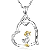AXOMY Goose Necklace S925 Sterling Silver Heart Goose Pendant Necklaces Gooses Jewelry Gifts for Women Wife Mom