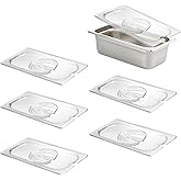 HECMAC 6-Pack 1/3 Size Slotted Hotel Pan Clear Cover, Only for Stainless Steel Food Pan, Polycarbonate
