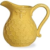 Boston International Embossed Ceramic Pitcher, 5 Cup Capacity, Honeycomb