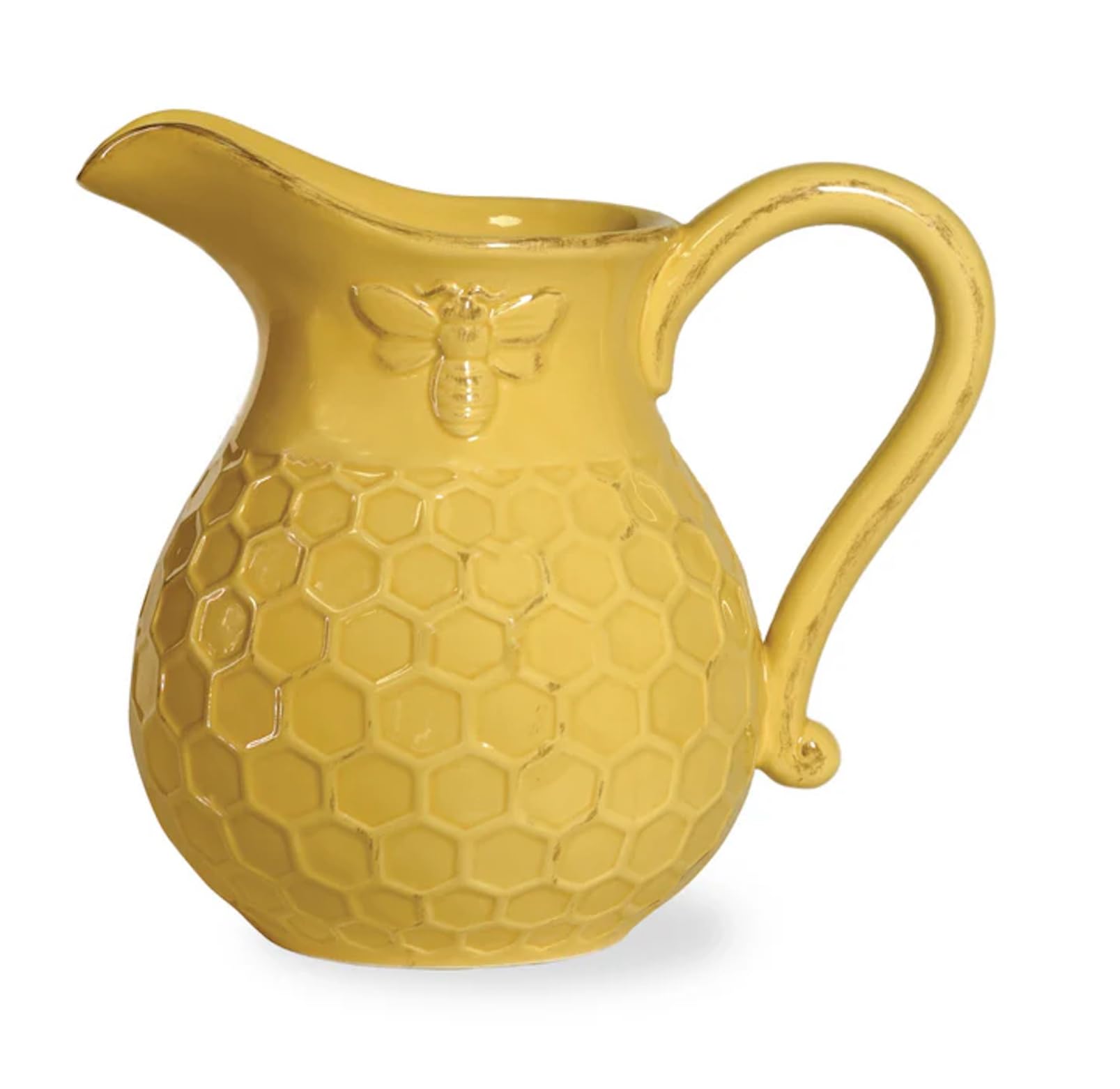 Photo 1 of Boston International Embossed Ceramic Pitcher, 5 Cup Capacity, Honeycomb