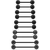 Kwoencxi 16G 14G 12G Black Nipple Piercings Tongue Rings Externally/Internally Threaded Hypoallergenic 316L Surgical Steel Nipple Tongue Barbell Piercing Jewelry for Women Men 12mm 14mm 16mm 19mm 22mm