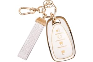 Rislobx Key Fob Cover Fit for Chevy Key, Car Key Case Protector for Volt Bolt Spark Equinox Traverse Trax (4 Buttons White)