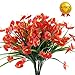 Nahuaa 4PCS Artificial Anthurium Flowers Red Fake Greenery Plants Faux Plastic Wheat Grass Shrubs Table Centerpieces Arrangements for Christmas Home Kitchen Window Box Outdoor Spring Decorations