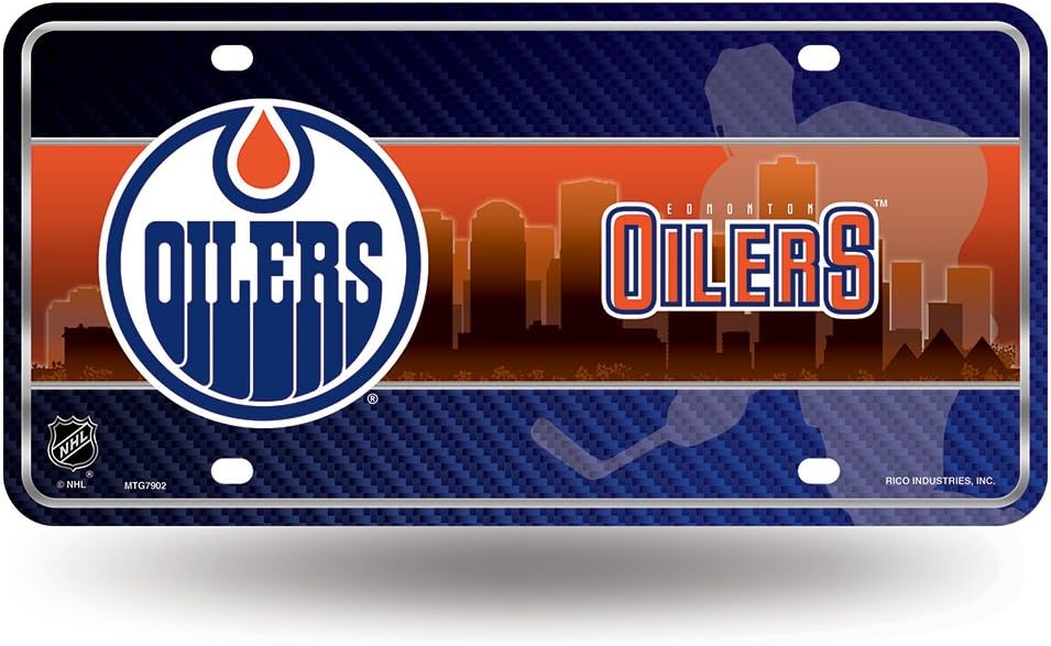Rico Industries NHL Edmonton Oilers Metal License Plate Tag, Décor