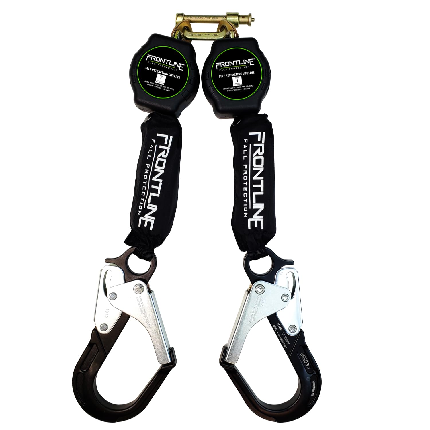 Photo 1 of Frontline RPA062RA 6' Aramid Web Twin Leg SRL with Aluminum Rebar Hook Ends | 310 lbs Capacity | Lightweight & Durable | Aramid Fiber Webbing | ANSI & OSHA Compliant | ISO Lab Tested