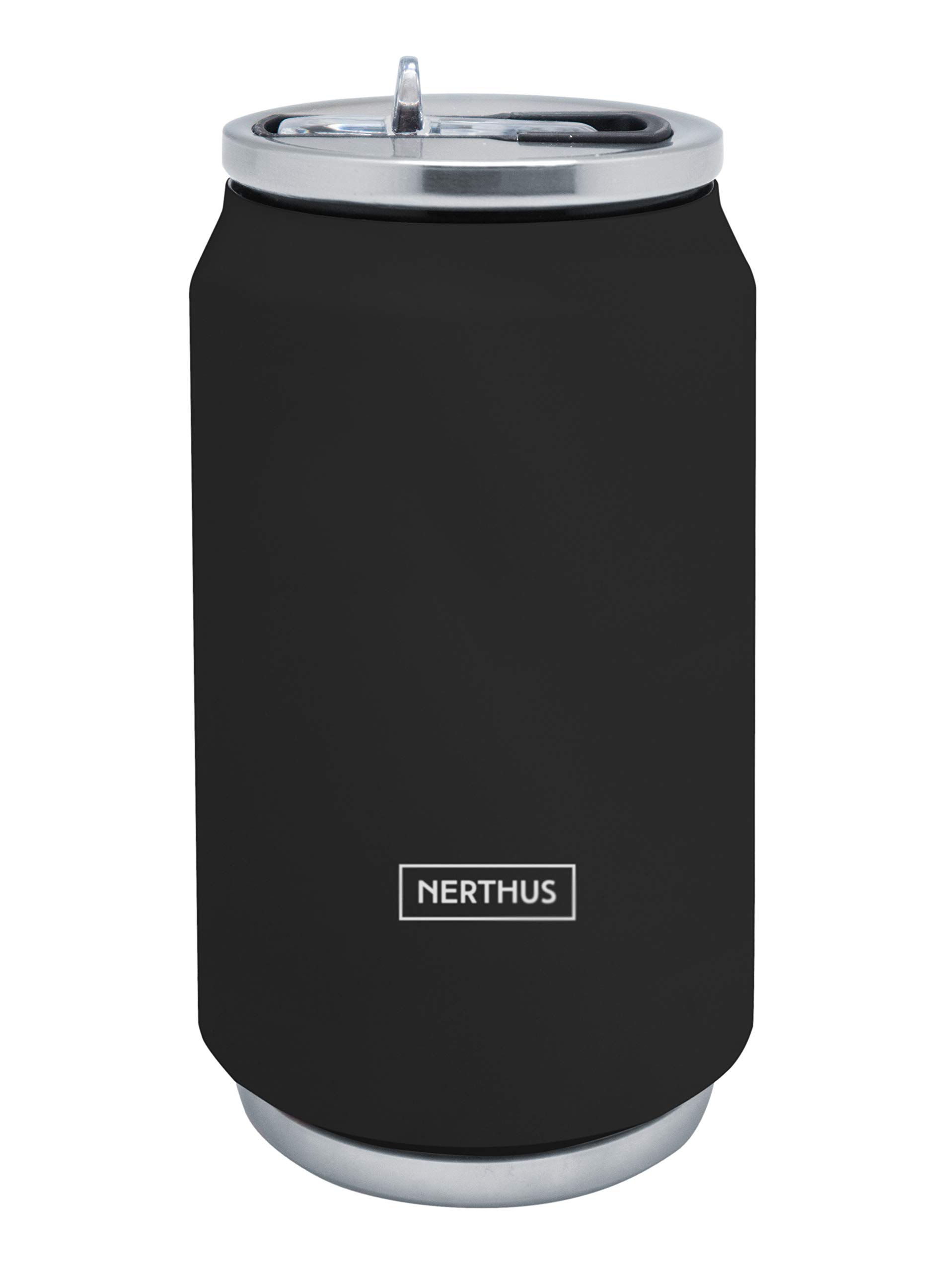 NERTHUS FIH 787 Double Wall Isothermal Tin Black 330 ml, Stainless Steel, Silicone Gasket, BPA Free, 18/8